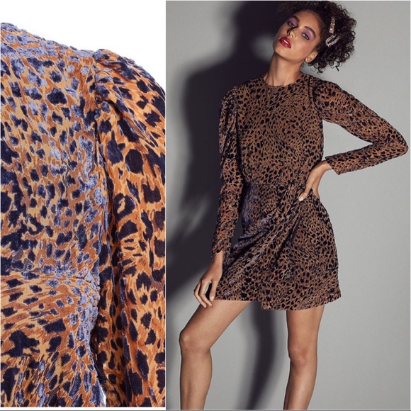 NWT: The Kooples - Velvet Leopard Mini Dress Sz: 3 - Picture 3 of 7